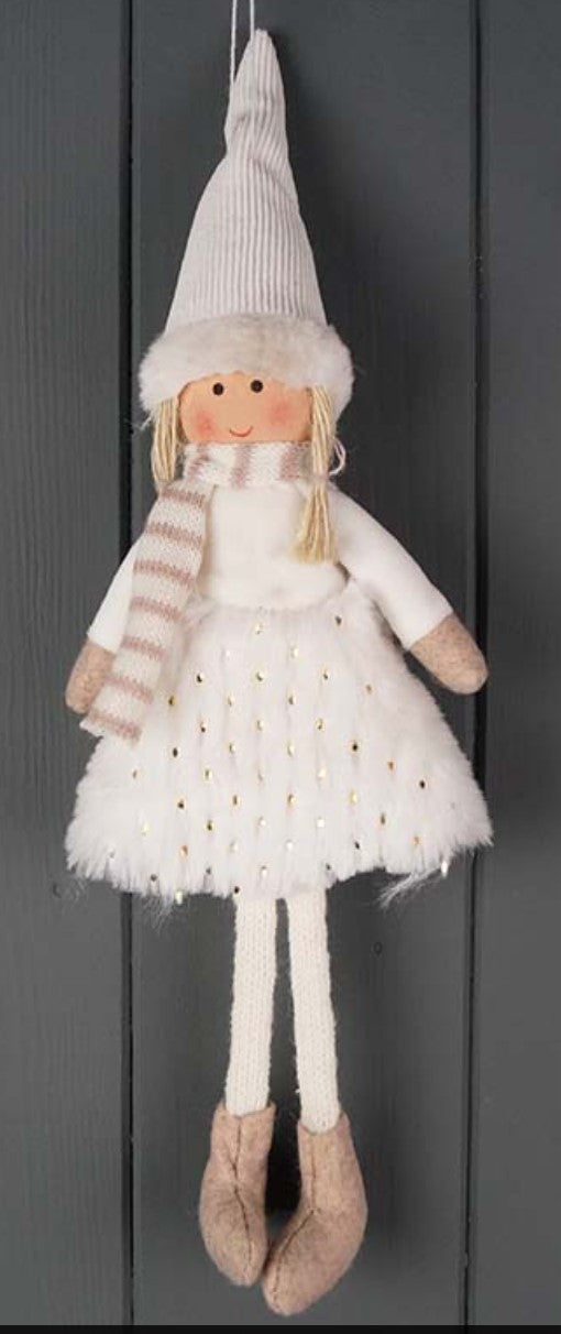 Soft Hanging Christmas Girl with White Dress 23cm
