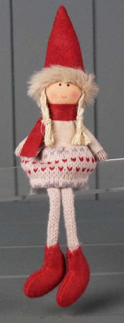 Christmas Girl (Beige Dress) with dangly legs 15cm