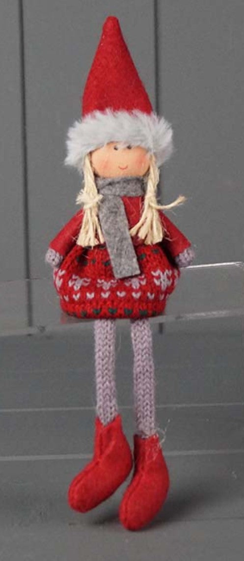 Christmas Girl (Red Dress) with dangly legs 15cm