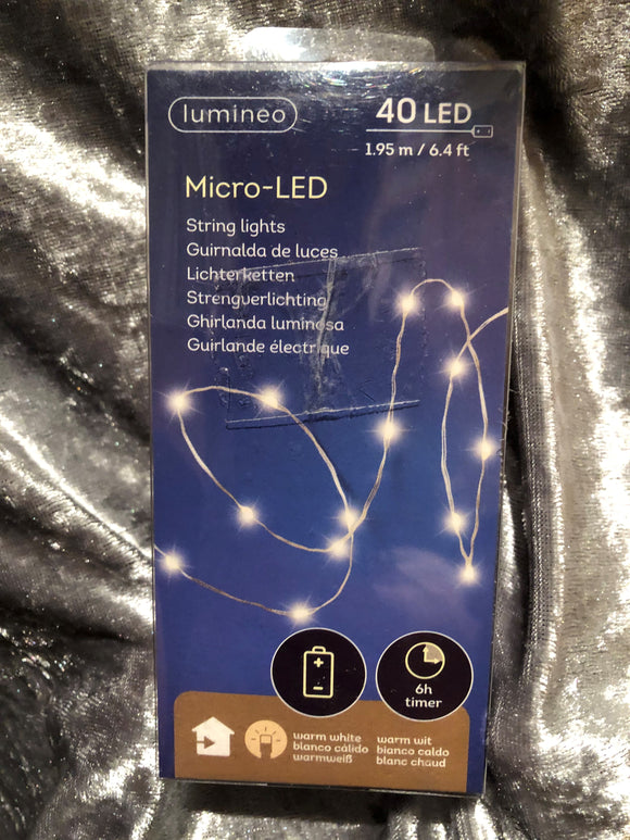 Battery powered Micro 40 LED Warm White String Lights