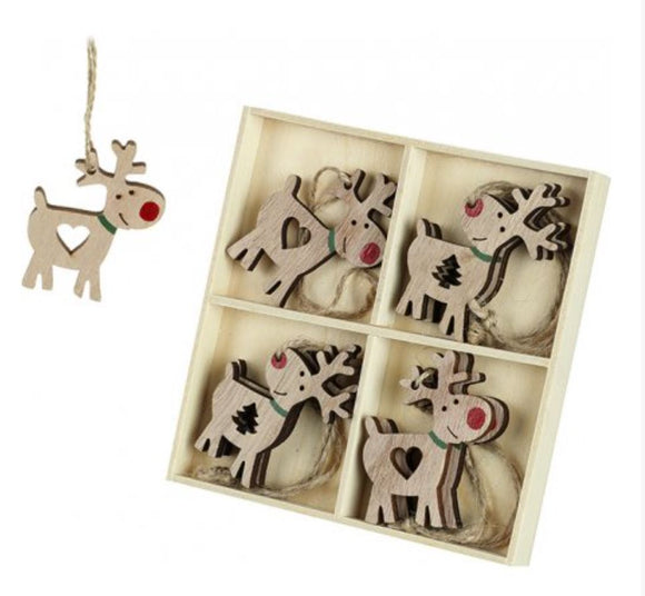 Hanging Miniature Reindeer Decorations (Mixed box of 8)