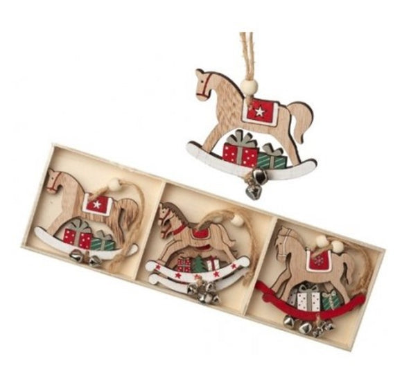 Wooden Hanging Rocking Horse - Set of 6