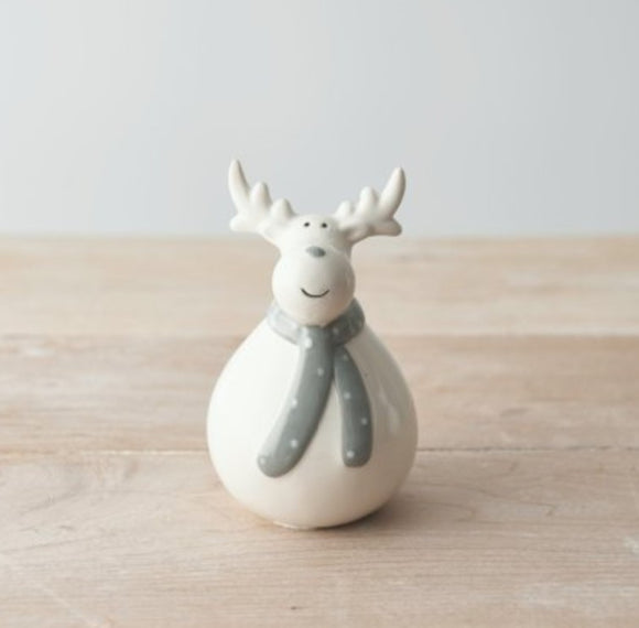 Ceramic Grey Scarf Reindeer - 11cm