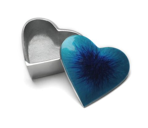 Brushed Aqua Heart Trinket Box