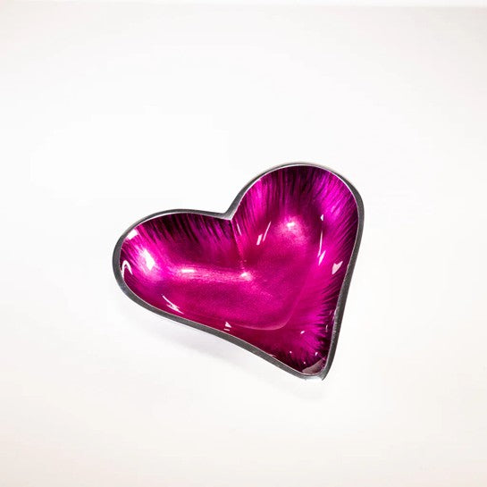 Brushed Pink Small Heart Dish 11cm