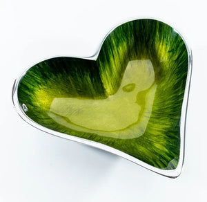 Brushed Green Small Heart Dish