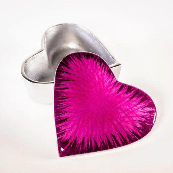 Brushed Pink Heart Trinket Box 10cm