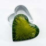 Brushed Green Heart Trinket Box