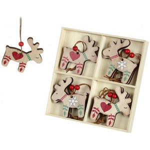 Hanging Miniature Reindeer Decorations (Mixed box of 8) 5.5cm