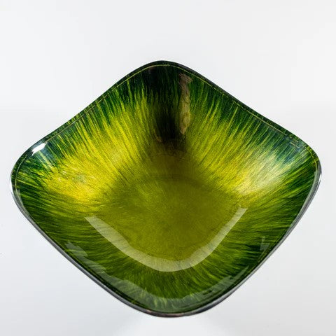 Brushed Green Small Square Bowl