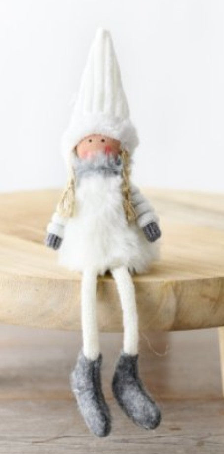White Fabric Doll with dangly legs 16cm