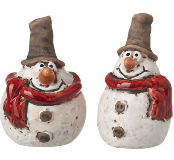 Ceramic Rustic Small Snowman - 7cm