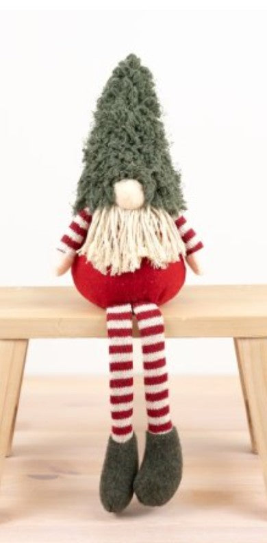 Fabric Sitting Gnome with Green Hat 42cm