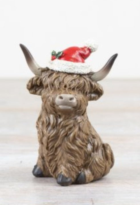Festive Highland Cow 9.5cm