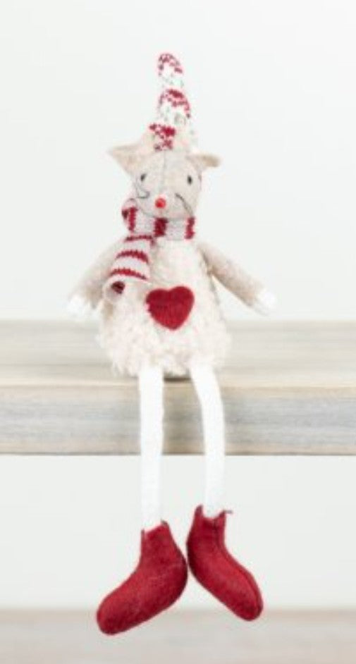 Fabric Sitting Mouse with dangly legs - 15cm