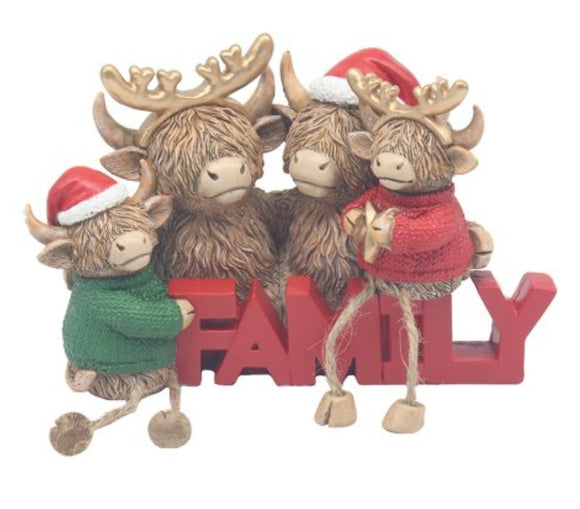 Standing Highland Cow Family Ornament (19cm)