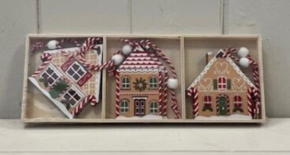 Wooden Die Cut Gingerbread Houses - Set of 6