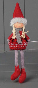 Christmas Girl (Red Dress) with dangly legs 15cm