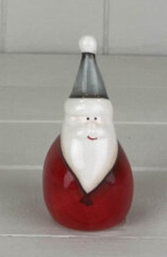 Small Ceramic Santa with Grey Hat - 9.2cm