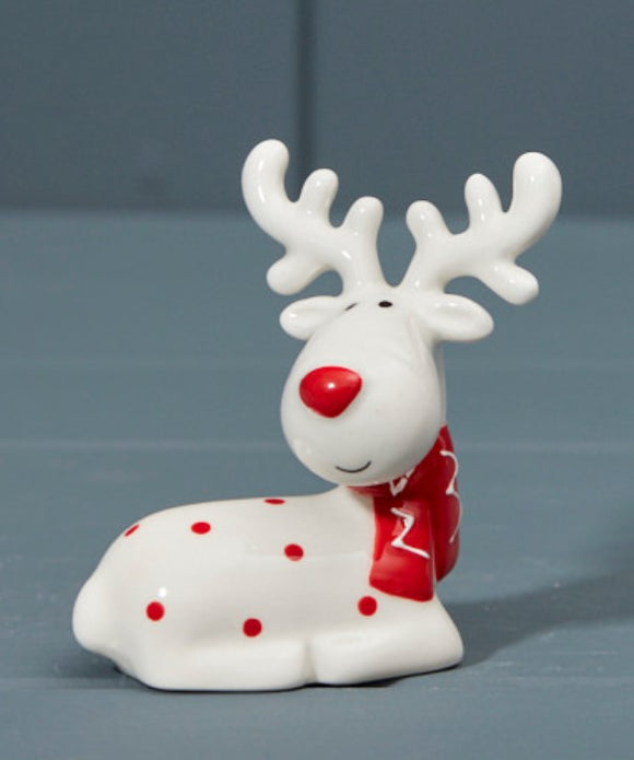 Ceramic Spotty Red Reindeer - 8cm