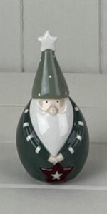 Dark Green & White Ceramic Gonk - 12cm