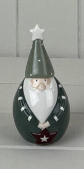 Dark Green & White Ceramic Gonk - 12cm