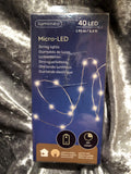 Battery powered Micro 40 LED Warm White String Lights