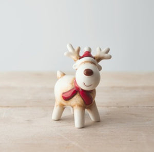 Ceramic Red Nose Reindeer - 9cm