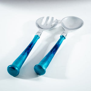 Brushed Aqua Salad Servers